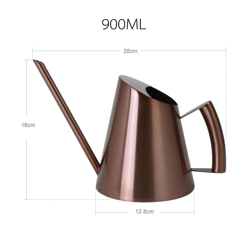 Long mouth Stainless Steel Watering Can Home Metal Vintage Spraying Pot Ancient Copper Cone Garden Watering Pot