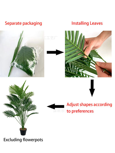 1pc 24Leaves Artificial Palm Plants Leaves Faux Turtle Leaf Fake Monstera Tropical Large Palm Tree Leaves Outdoor Imitation Leaf