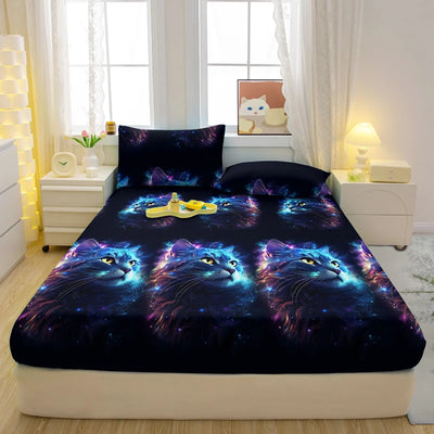 1 Simple Modern Animal Printed Matte Fitted Sheet, Bedroom Printed Bed Cover, Bedding (Excluding Pillowcases)