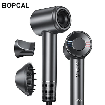 Bopcal Electric Hair Dryer 120000RPM Brushless Negative Ions Blow Dryer 1500W Super Powerful Wind Lownoise Salon HairDryer