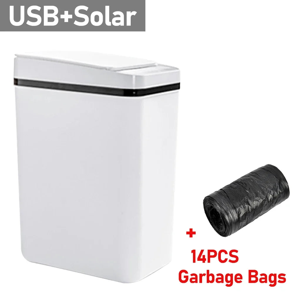 12L Smart Trash Can Automatic Touchless Garbage Can Kitchen Bedroom Trash Bin Toilet Smart Garbage Bucket Space-Saving Waterproo