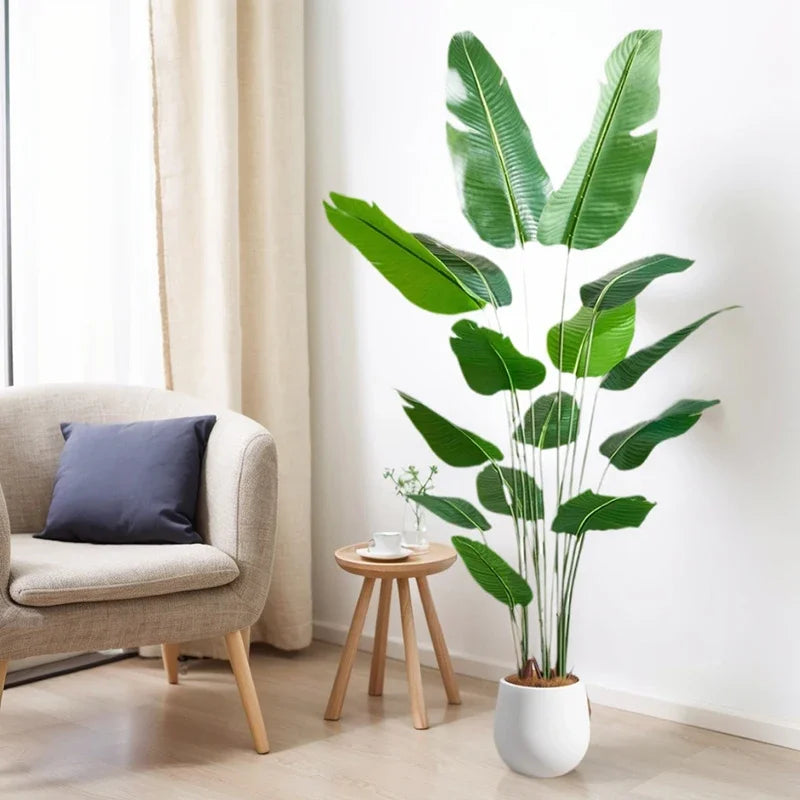 Artificial Plants Large Tropical Palm Tree Fake Banana Plants Leaves Real Touch Plastic Monstera For Home Garden Party Decor Ivy