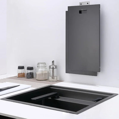 Cloaking Nanometer Double Cover Hidden Kitchen Sink 304 Stainless Steel Handmade Brushed Single Kitchen Sink with Lifting Faucet