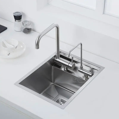 Black Hidden Kitchen Sink Bowl Bar Stainless Steel Balcony Sink Concealed Black Kitchen Sink Bar  with Clean Water Tap