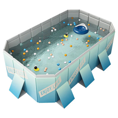 Foldable Non-Inflatable Kids' and Adults' Outdoor Swimming Pool - Hard Plastic Shell, Kid Pool for Backyard Dog Pools