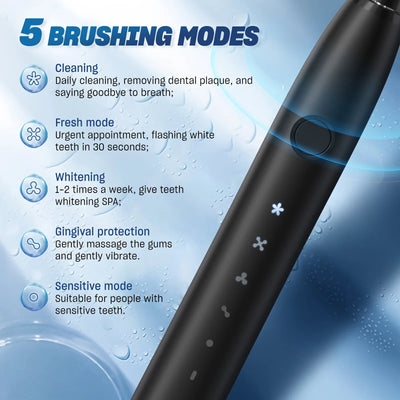 Sejoy Electric Toothbrush Portable Sonic Toothbrush  Whitening 5 Cleaning Modes IPX7 Sonic Electric Toothbrush