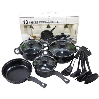 Black 13pcs Camping Saucepan Cast Iron Non Stick Cookware Set Cookware Pots And Pans Set Of Pot