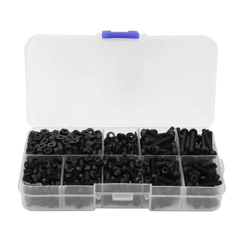 M3 Male-Female Nylon Screw Nut Spacer Standoff Combination Assortment Kit Fasteners Hardware Accessories, 800pcs (Black)