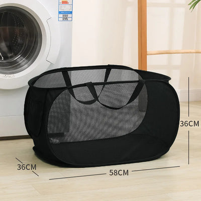 Horizontal Foldable Laundry Basket Mesh Cloth Breathable Laundrys Hamper Large Capacity Storage Baskets Home Accessories