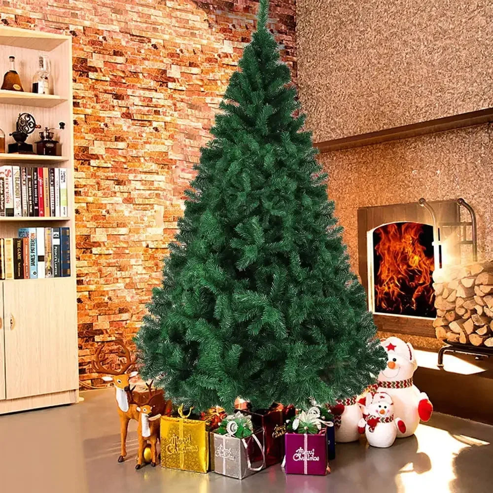 7ft/210cm Artificial Christmas Pine Tree Xmas Shopping Mall Indoor Big Christmas Tree Decoration Full Tree with Solid Metal Legs