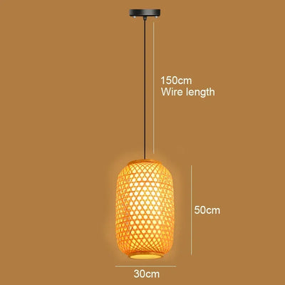 Big Size Bamboo Pendant Lamp Natural Rattan Chandeliers E27 Hand-knitting Café Restaurant Living Room Decor Hanging Lamp Indoor