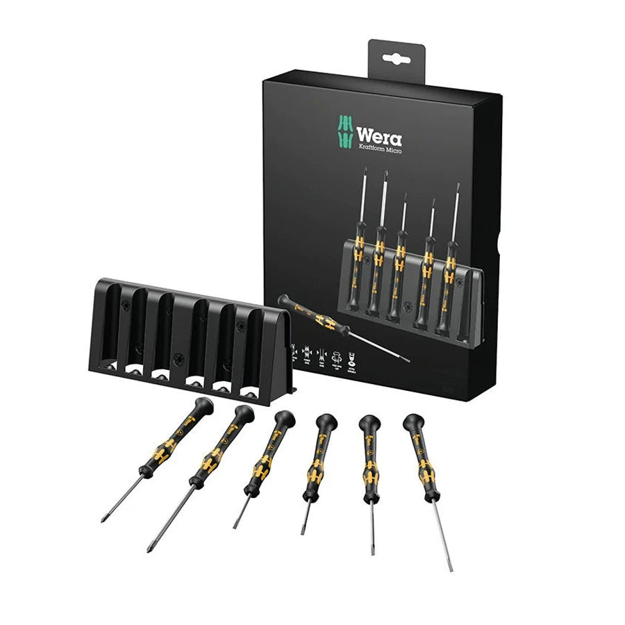 WERA 6 PCS ESD Screwdriver Set for Electronic Applications Slotted and Phillips Screwdrivers 1578 A/6 05030170001