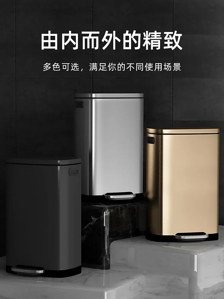 50 liter ultra large capacity stainless steel trash can, pedal style kitchen dedicated high-end household use