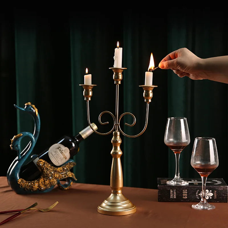 French Retro Candlestick Romantic Candlelight Dinner Home Dining Table Photo Props Candle Holder European Style Ornaments