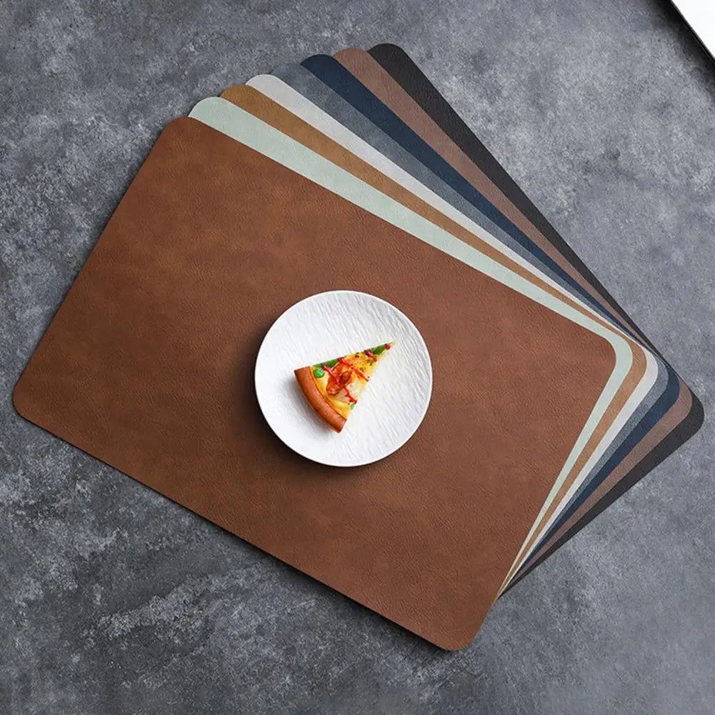 Kitchen Waterproof Placemats Faux Leather Heat-Resistant Table Mat Non-slip  Dining Table Mats Bowl Pads Drink Cup Coasters