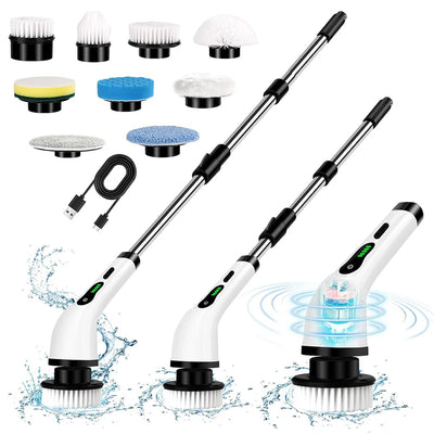 Cordless Electric Spin Scrubber Adjustable Cleaning Brush with Replacement Heads for Tub Tile Floor Car Electric Shower Scrubber