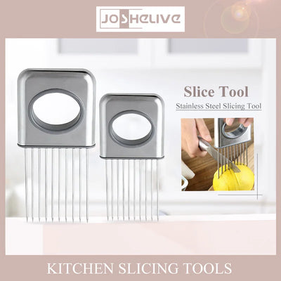 Stainless Steel Onion Holder Slicer Tomato Cutter With 10 Even Prongs Easy Hold And Silcing Lemon Vegetable