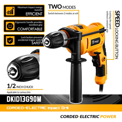 DEKO  220V professional grade impact drilll, 2 Functions Drill Screwdriver Electric Tool Power Tool (DKID Series)