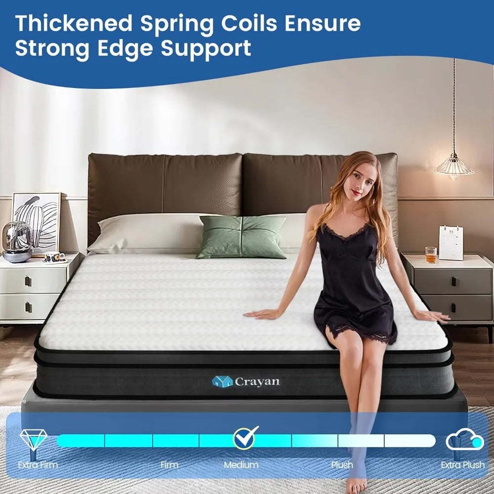 Full Mattress, 10 Inch Memory Foam Mattress Full Size, with Individual Pocket Spring for Silent Sleep, Medium Firm Free Shipping