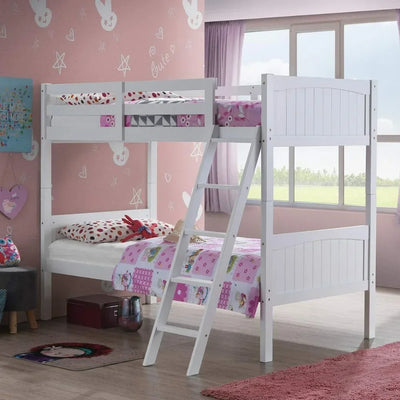 Bunk Beds Convertible 2 Individual Twin Beds for Kids Children, Solid Rubberwood Bunk Bed with Ladder and Safety Rail, Beds Kids