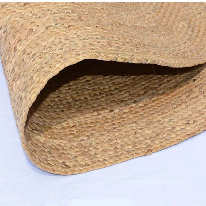 100% Woven Round Carpets Rugs for Living Room Bedroom Bulrush Natural Plant Grass Rattan Carpet Hotel Floor Mats Hand-woven