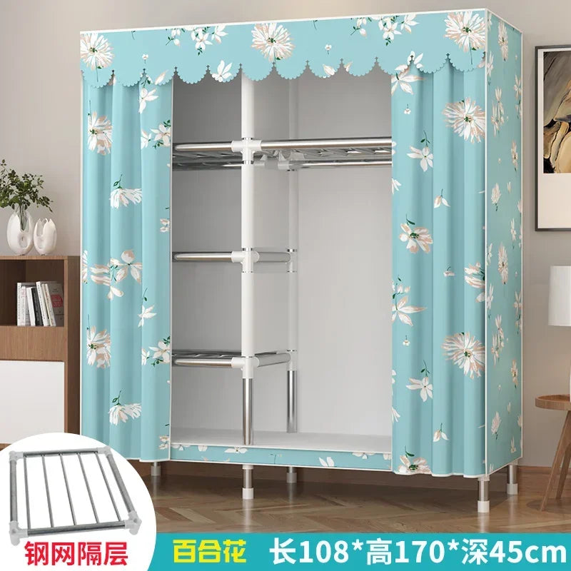 Simple Steel Frame Wardrobe  Easy Assembly, NonWoven Fabric Closet, Durable Storage Solution, Bedroom Organization