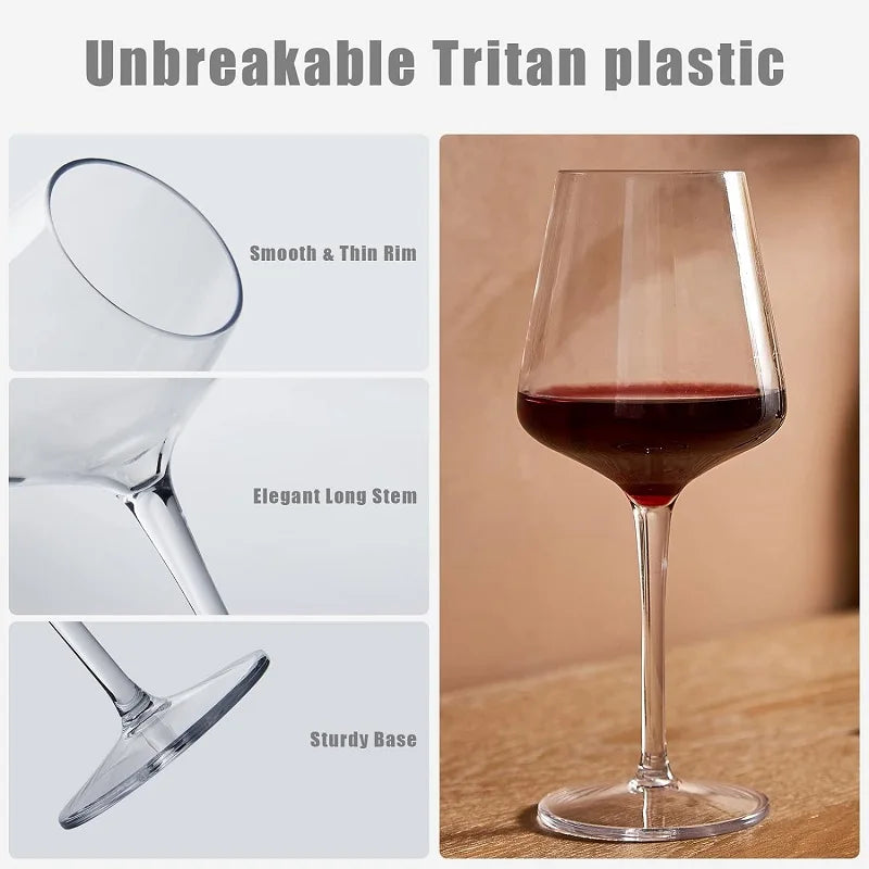 MICHLEY 2/4/6PCS Set Unbreakable Plastic Wine Glass Floating Goblet Transparent Tritan Plastic Wine Juice Drink For Pool Party