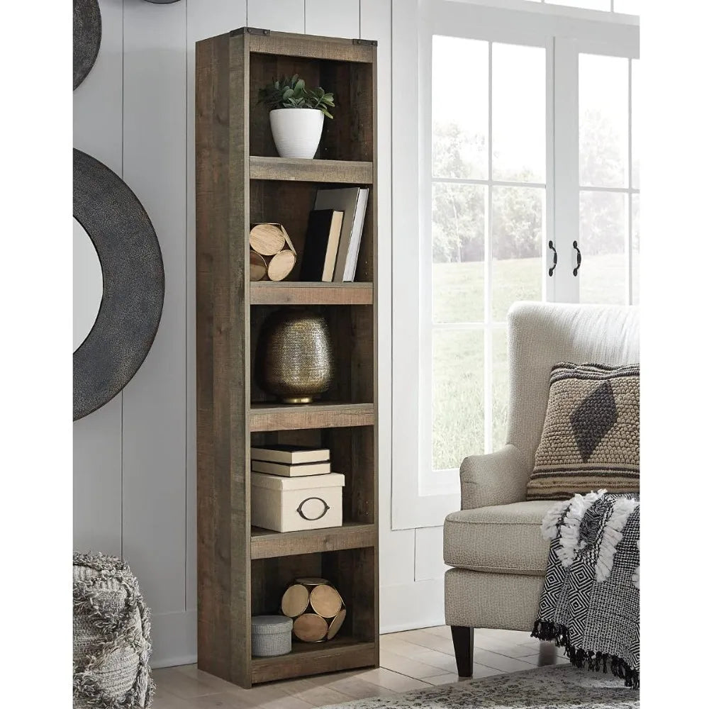 Trinell Rustic Entertainment Center Pier Bookcase with 3 Adjustable Shelves