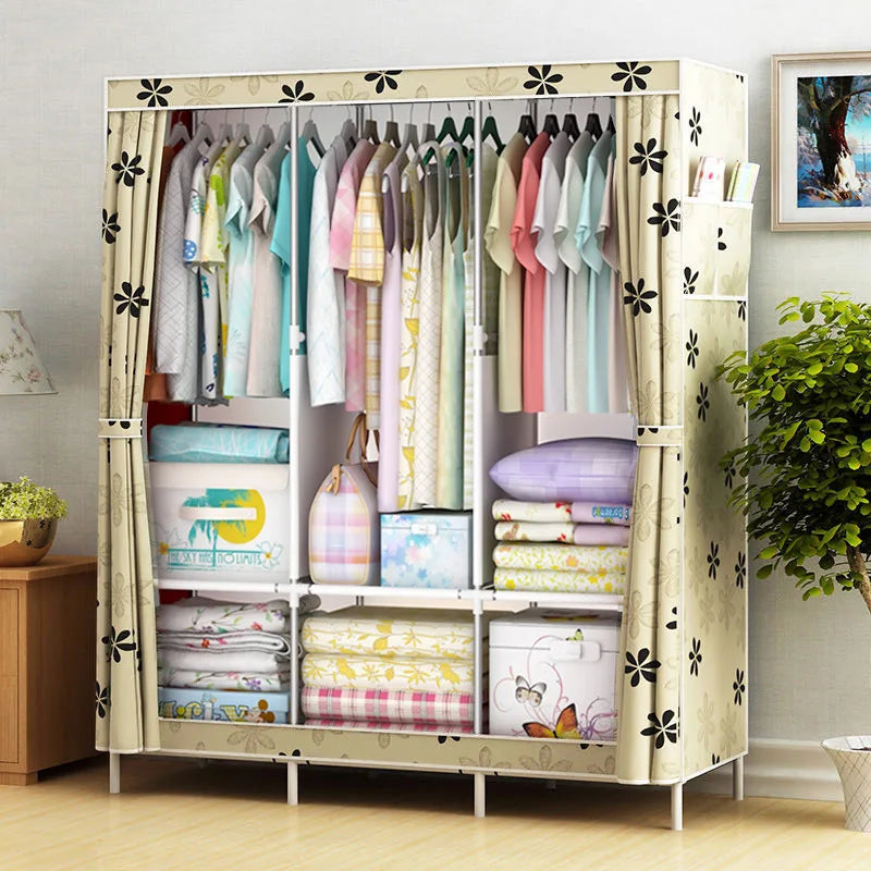 Simple Cloth Cabinet Storage Dustproof Combination Closet Wall Open Closets Economic Wardrobes Home Furniture Cabinet Armoire