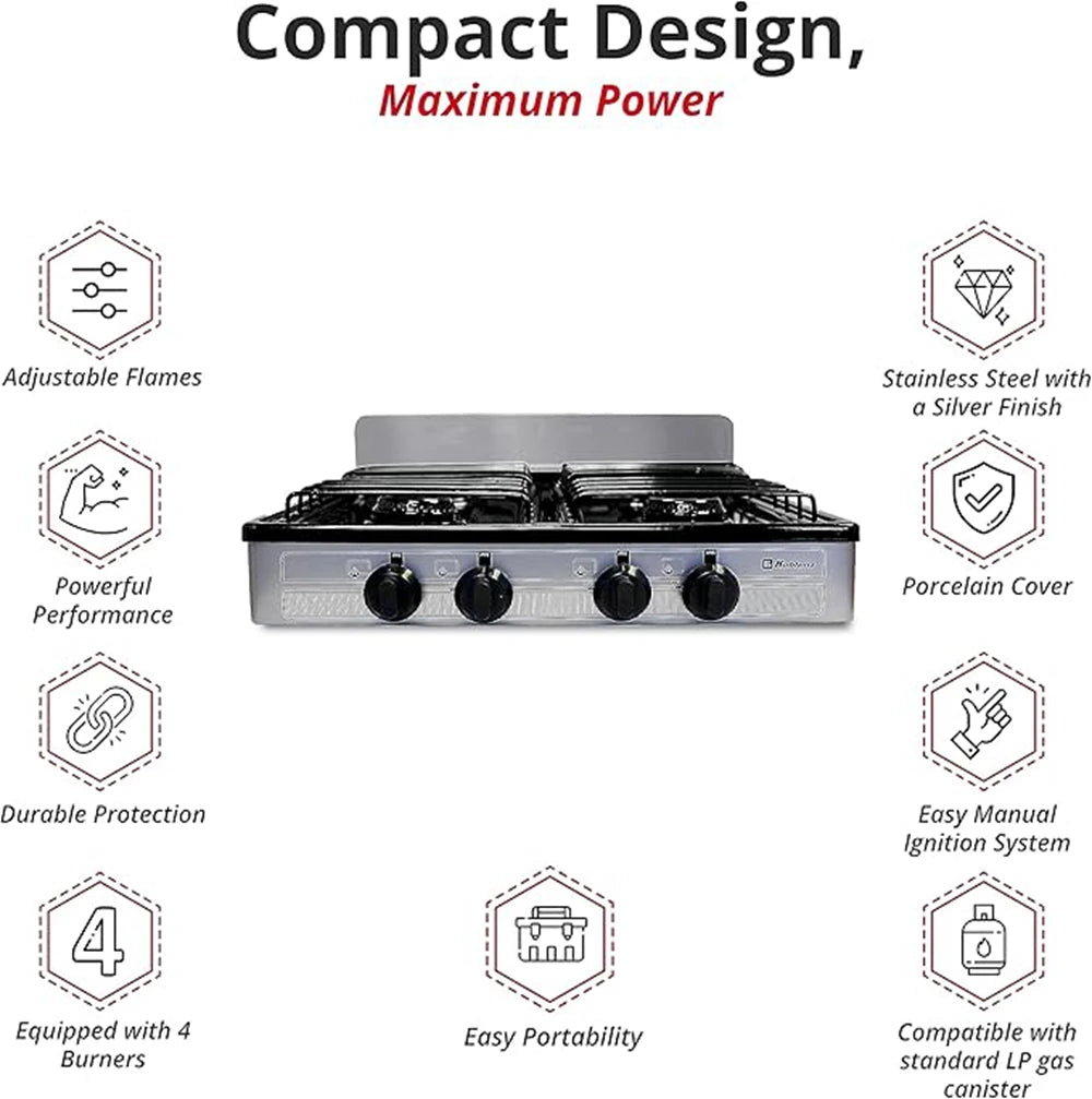 Koblenz PSK-400S 4 Portable Porcelain Cover and Four 16,000 BTU Burners