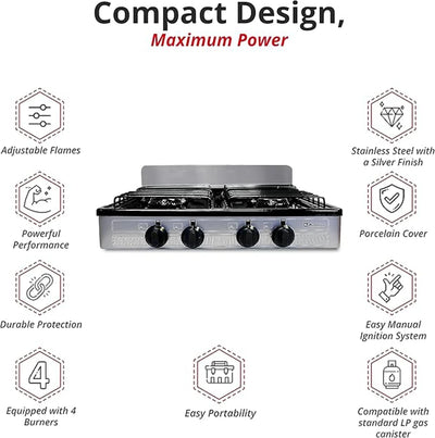 Koblenz PSK-400S 4 Portable Porcelain Cover and Four 16,000 BTU Burners