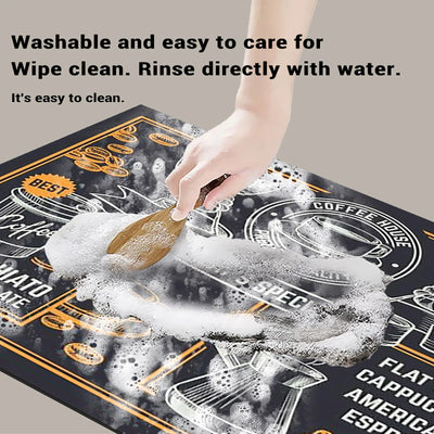 Retro Coffee Maker Mat Kitchen Drain Pad Non-slip Dish Drying Mats Quick Dry Tableware Faucet Placemat Dinnerware Washable