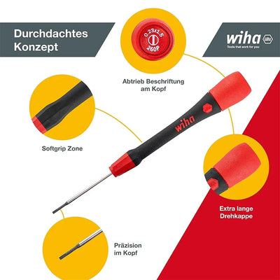 Wiha 42991 Precision Screwdriver Set for Phillips and Slotted Screws 7 Pieces- Repair Tools Ergonomic Grip and Swivel End Cap