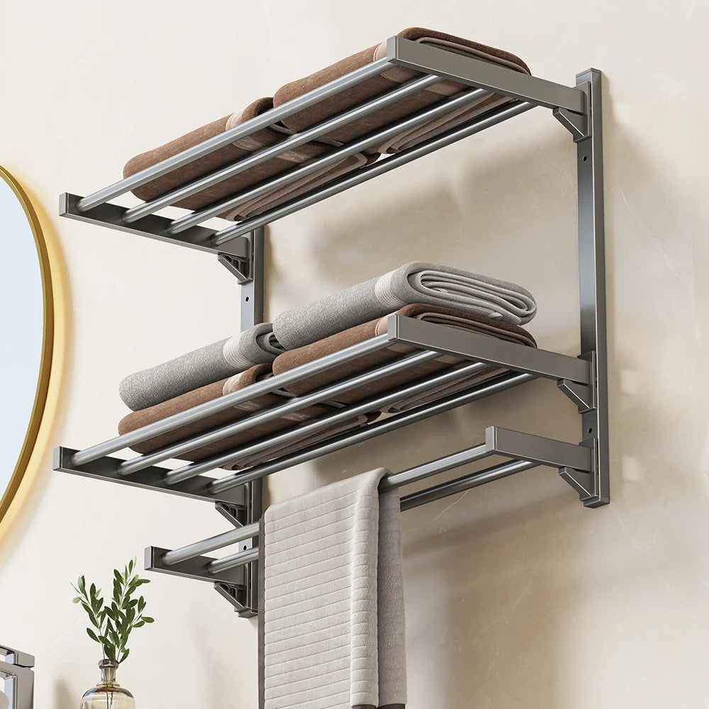 Suction towel rack bathroom free Confucius wall hanging single pole bathroom toilet towel storage rack hanging rod