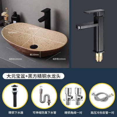 Medieval style platform basin ceramic art bathroom washing creative washbasin household washsink single