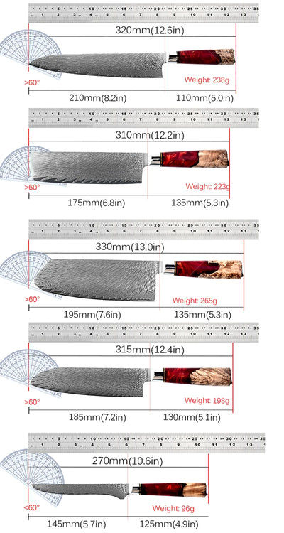 WXCOO Santoku Knife Damascus Stainless Steel Kitchen Knives Sashimi Slicing Professional Chef Knife Vegetable Cutting Knife Tool