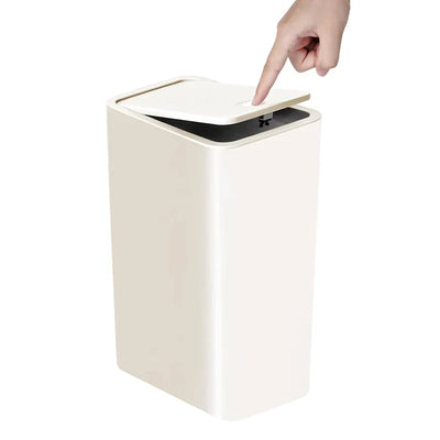 Trash Can with Lid Space Saving Bathroom Kitchen Bedroom Living Room Plastic Trash Bin Small Press Gap Garbage Bin Home Supplies