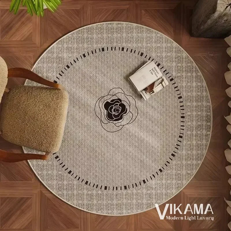 VIKAMA Round Simple Light Luxury Upgraded Material Living Room Bedroom Kitchen Bathroom Thickened Floor Mats Rug Carpet