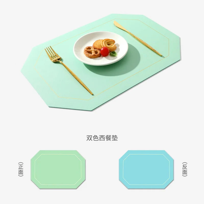 Pure Color Double-Layer Square Leather Placemat Nordic Ins Western Placemat Oil-Proof Table Mat PVC Plate Mat