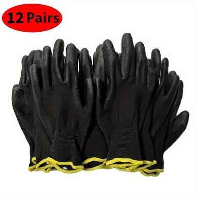 12 Pair Logo Free Polyurethane Gloves Safety Work Gloves Repair Gloves Palm Coated Gloves Carpenter Repairman Supplies