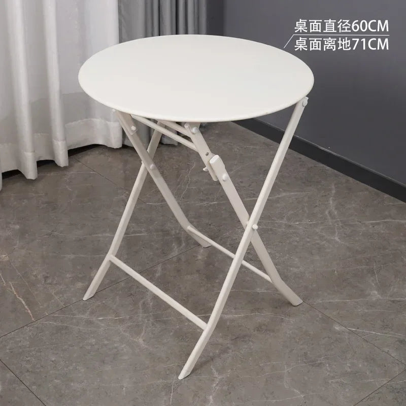 Folding round table balcony office negotiation portable light luxury dining table rental home