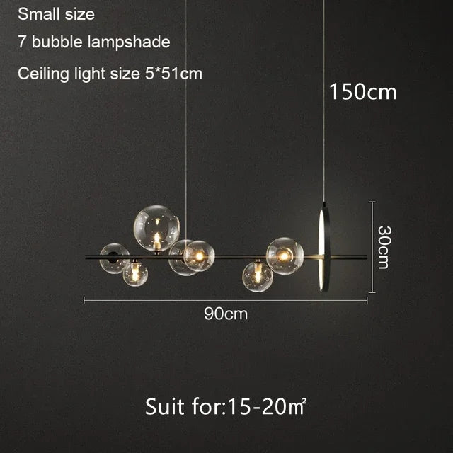 Nordic Creative Maison Pendant Lights Modern Simple Strip Chandelier Restaurant Living Room Luxury Glass Bubble LED Decor