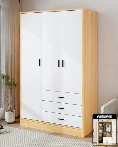 Small Wardrobe Household Bedroom Wooden Cabinet Simple Assembly Wardrobe Strong Durable Rental Room