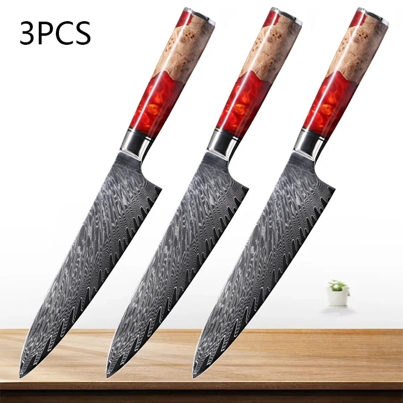 Universal Chef's Knife Damascus Steel Japanese Cooking Cutting Knife Multi-purpose Kitchen Knives Meat Cleaver Vegetables Cutter