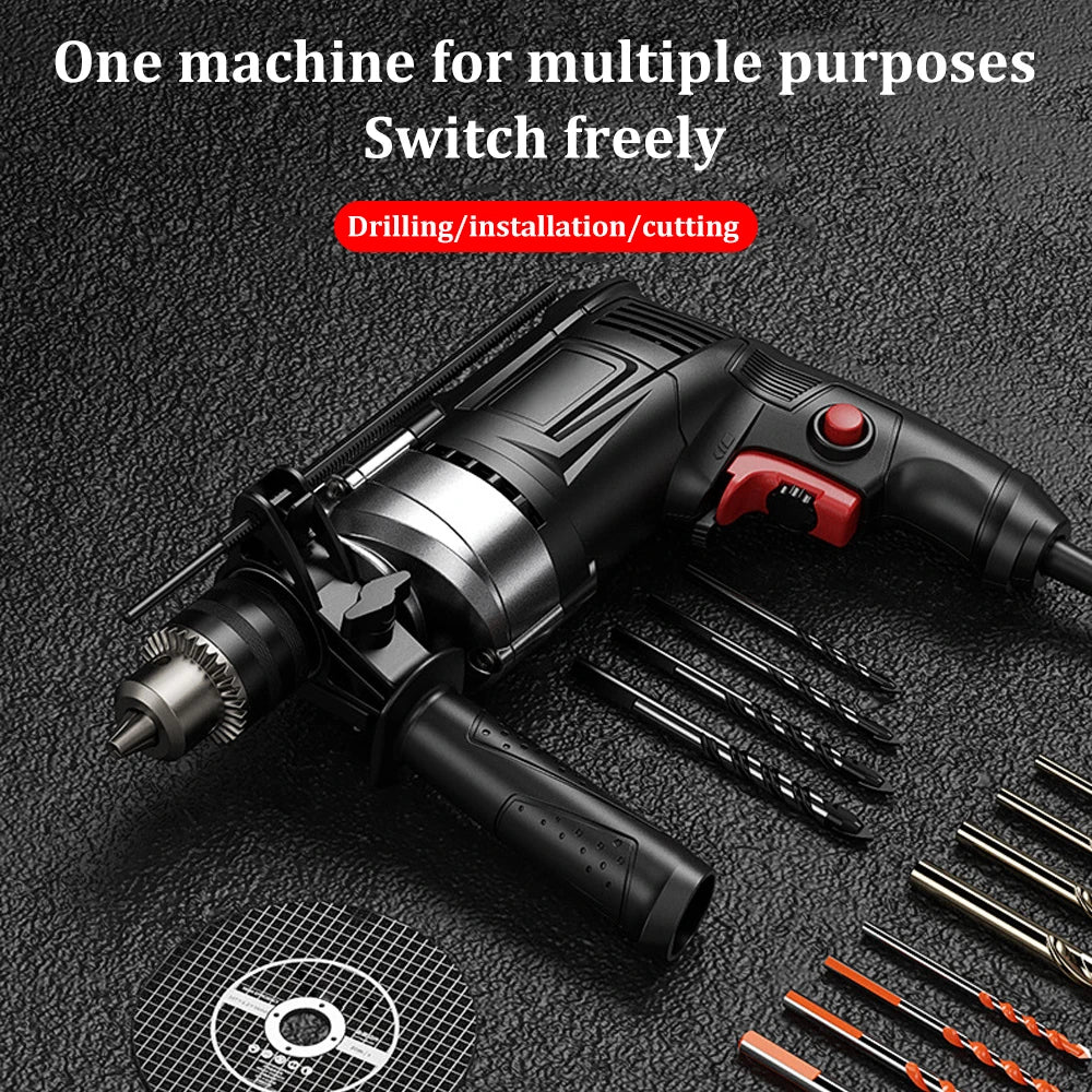 AC 110V/220V EU/US Plug Multifunction Electric Drill Powerful Impact Drill Electric Hammer Infinitely Variable Speed Power Tools