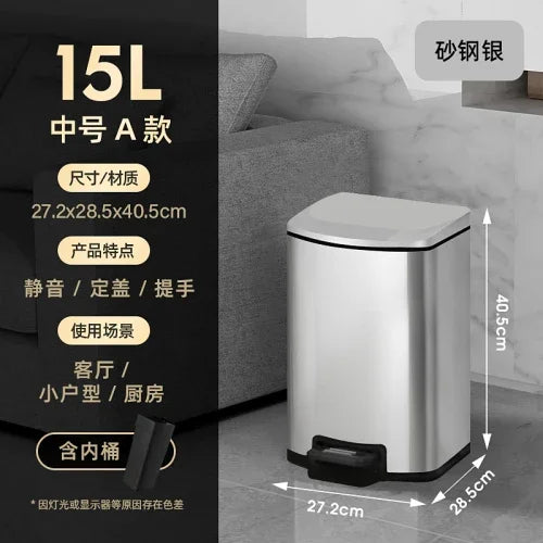 50 liter ultra large capacity stainless steel trash can, pedal style kitchen dedicated high-end household use