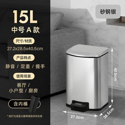 50 liter ultra large capacity stainless steel trash can, pedal style kitchen dedicated high-end household use