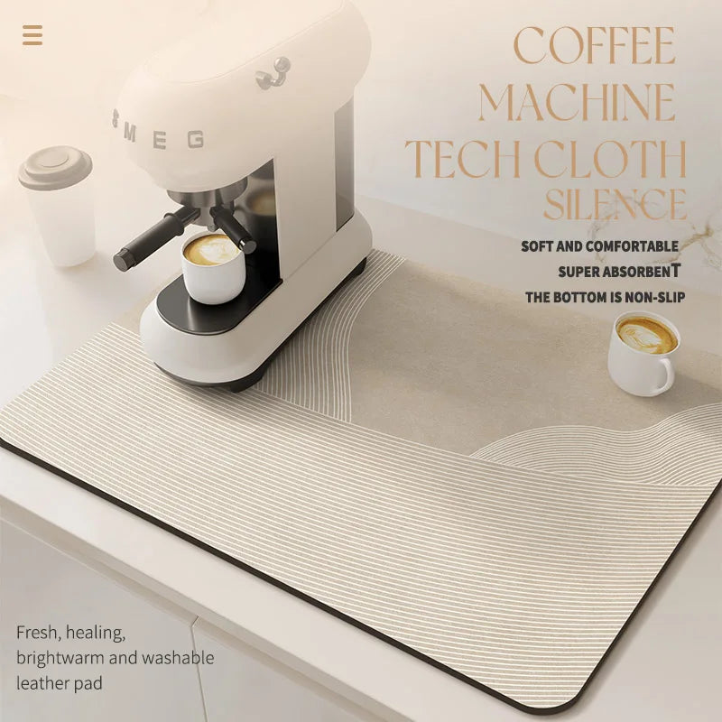 Coffee Machine Mat Drain Pad Quick Dry Dish Drying Mats Super Absorbent Tableware Draining Pad Kitchen Dinnerware Placemat Rug