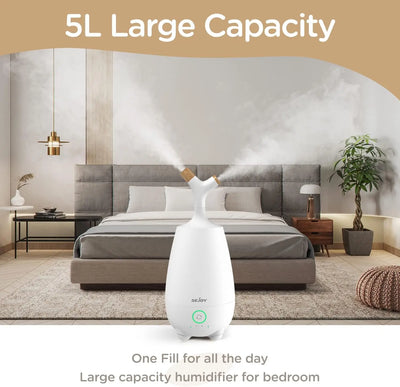 SEJOY Humidifiers for Large Room 5L Ultrasonic Cool Mist Humidifier for Bedroom Ultra Quiet Top Fill Air Humidifier for Baby