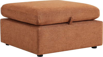 34 Inch Upholstered Square Modular Storage Ottoman for Sectional Sofa,Storage Ottoman Footrest and Seat Cube for Living Room,